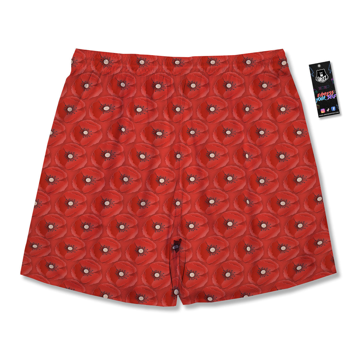 Poppy Armistice Day Print Pattern Men's Running Shorts-grizzshop
