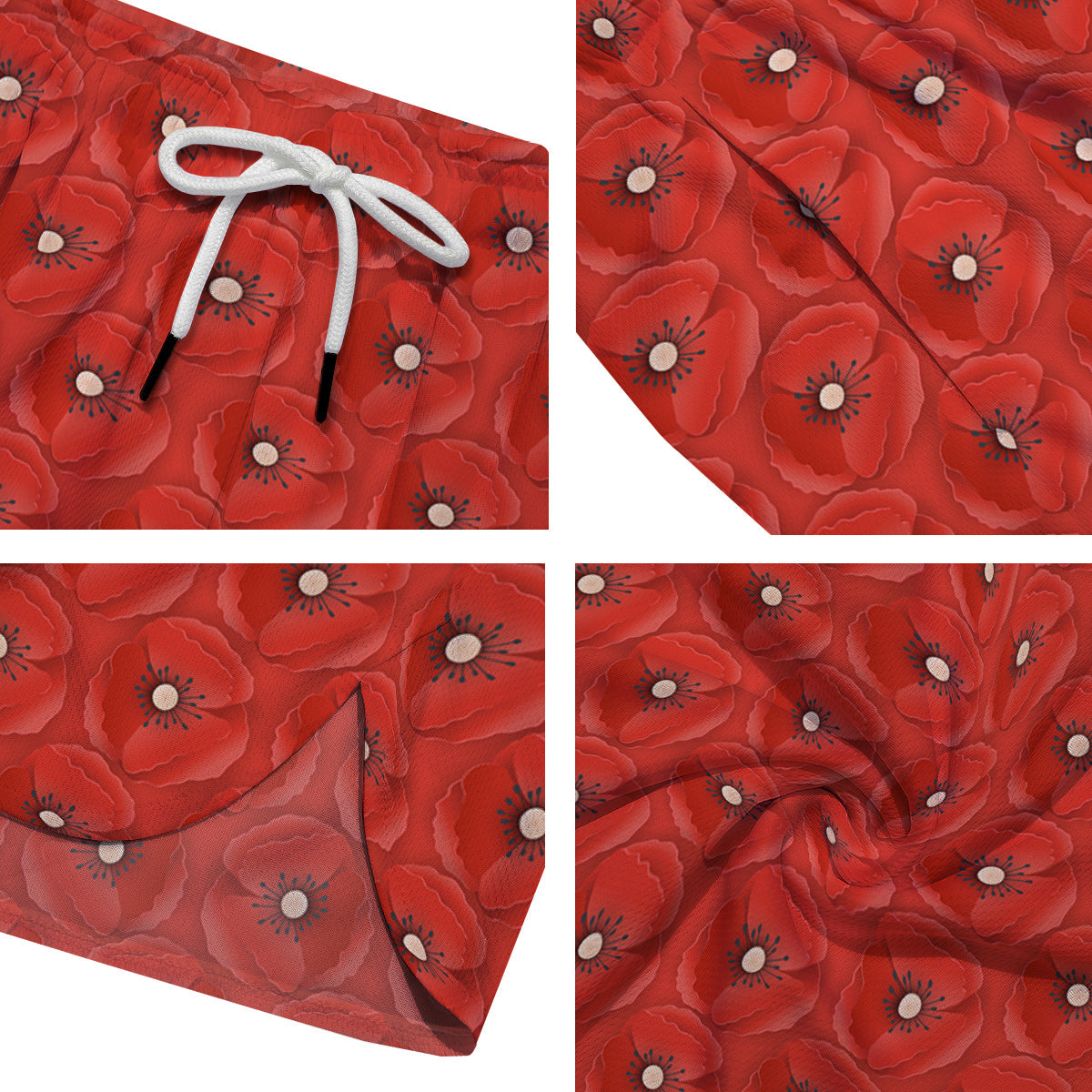 Poppy Armistice Day Print Pattern Men's Running Shorts-grizzshop