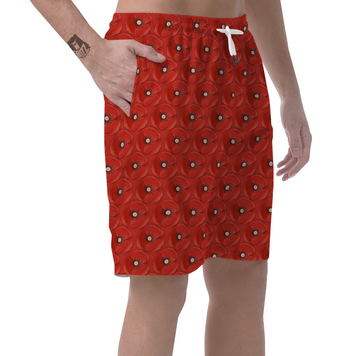 Poppy Armistice Day Print Pattern Men's Shorts-grizzshop