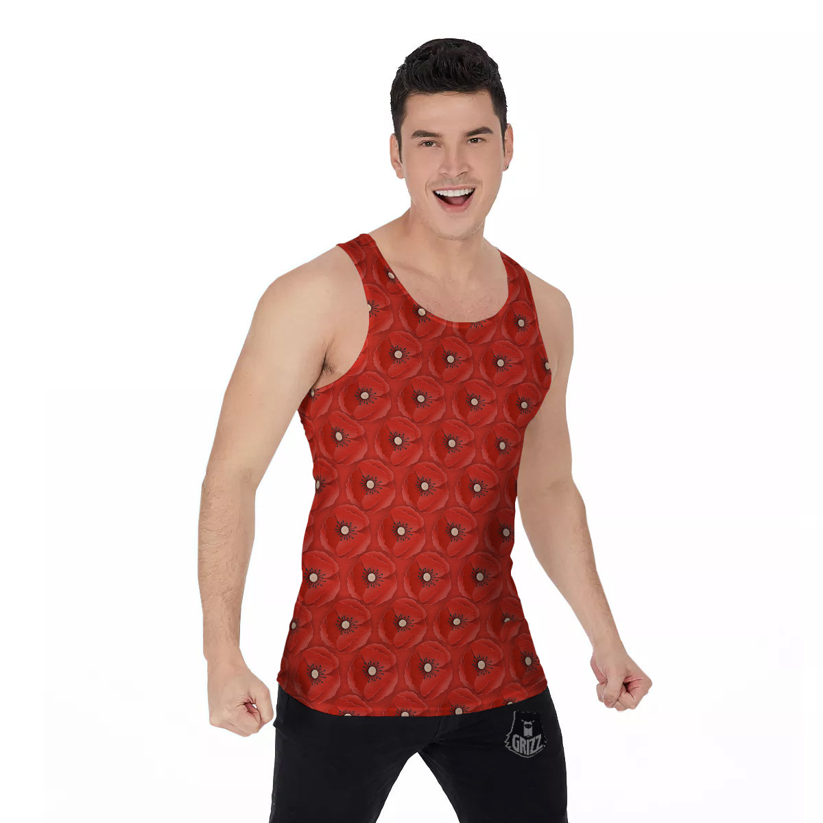 Poppy Armistice Day Print Pattern Men's Tank Top-grizzshop