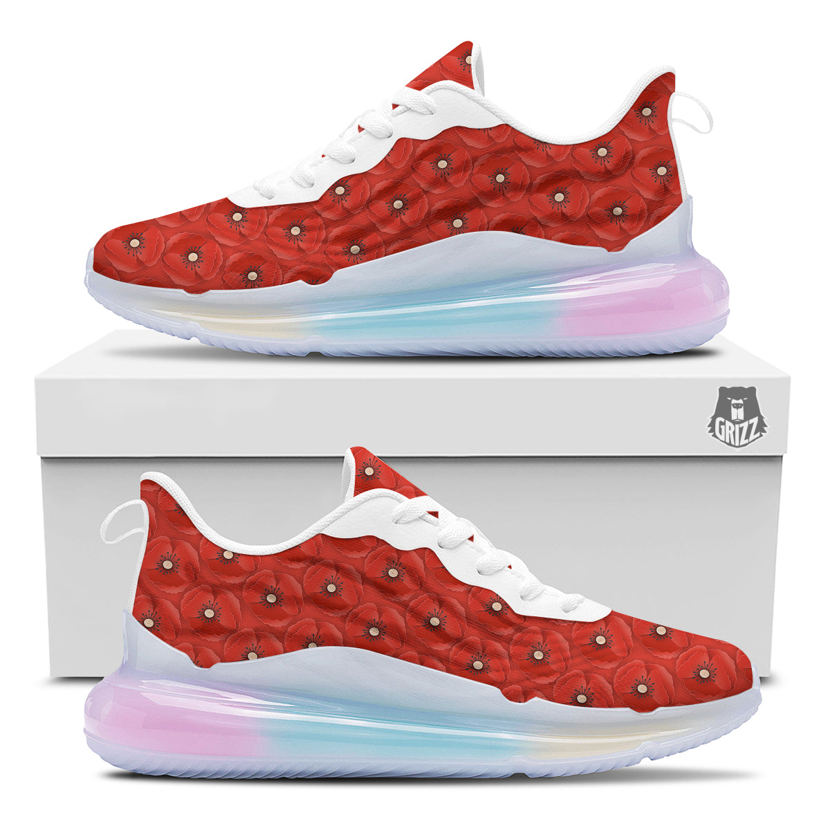Poppy Armistice Day Print Pattern Running Sneakers-grizzshop