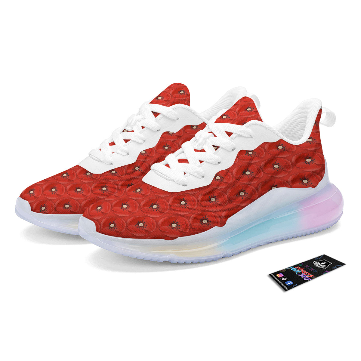Poppy Armistice Day Print Pattern Running Sneakers-grizzshop