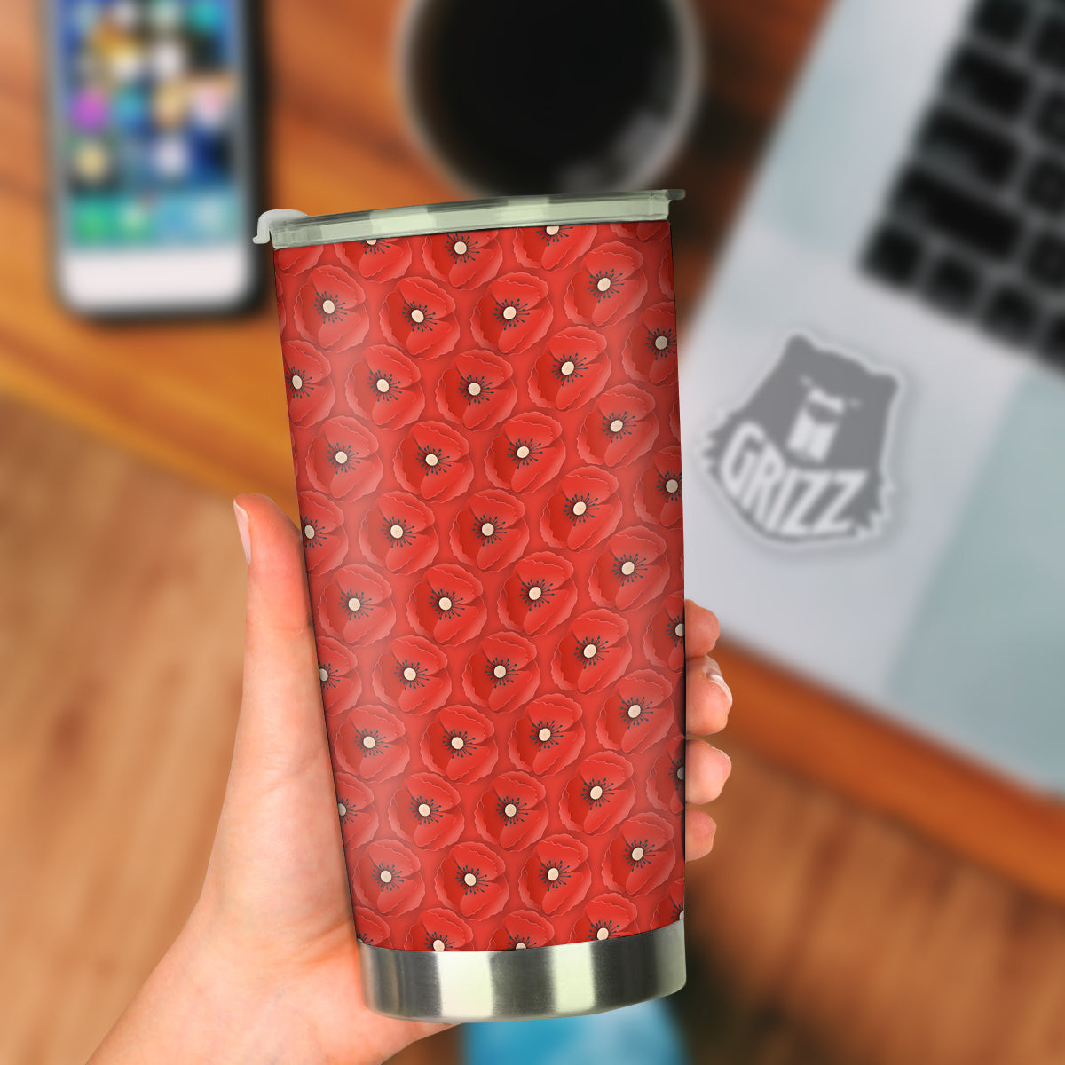 Poppy Armistice Day Print Pattern Tumbler-grizzshop