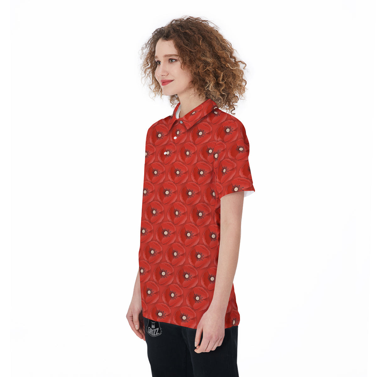 Poppy Armistice Day Print Pattern Women's Golf Shirts-grizzshop