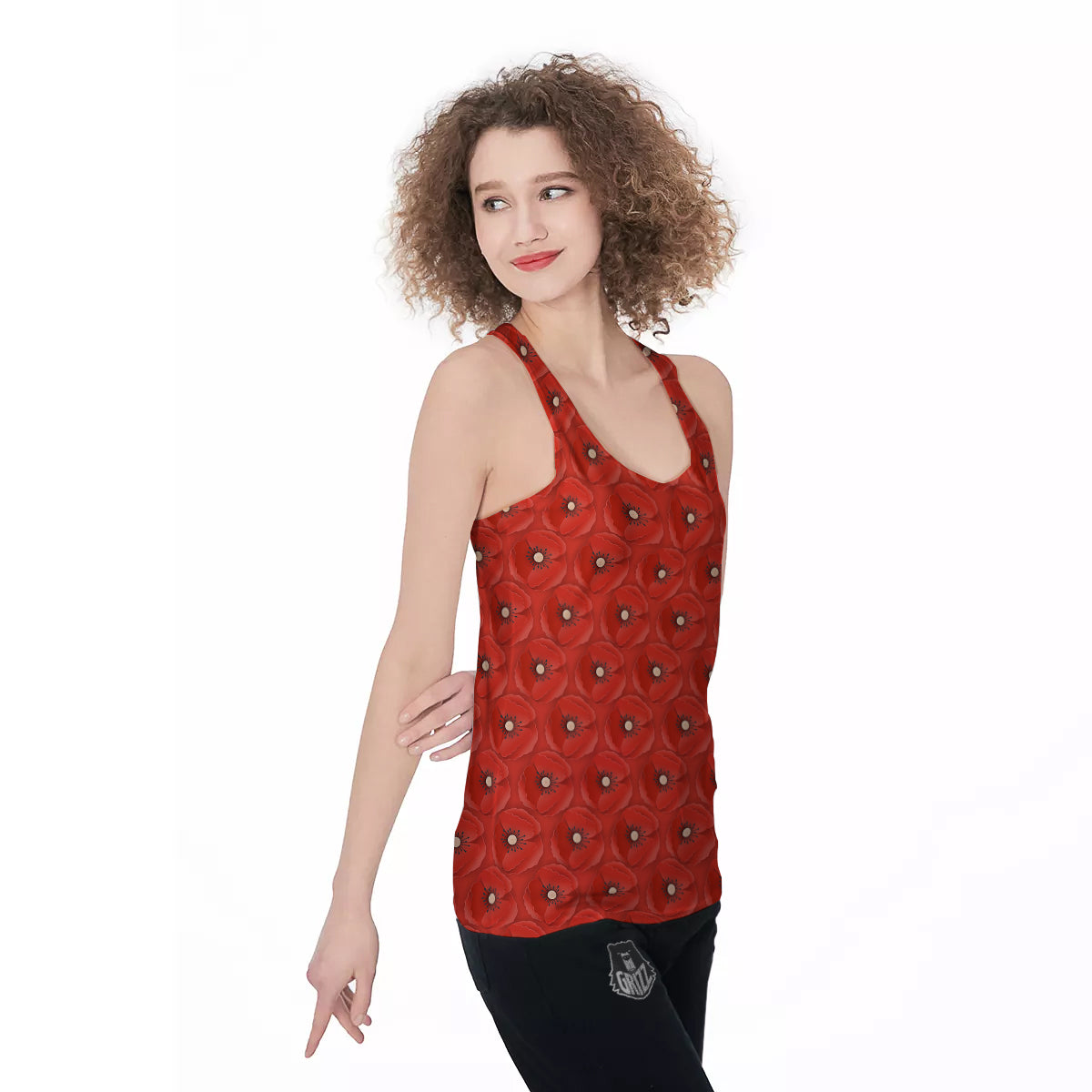 Poppy Armistice Day Print Pattern Women's Racerback Tank Top-grizzshop