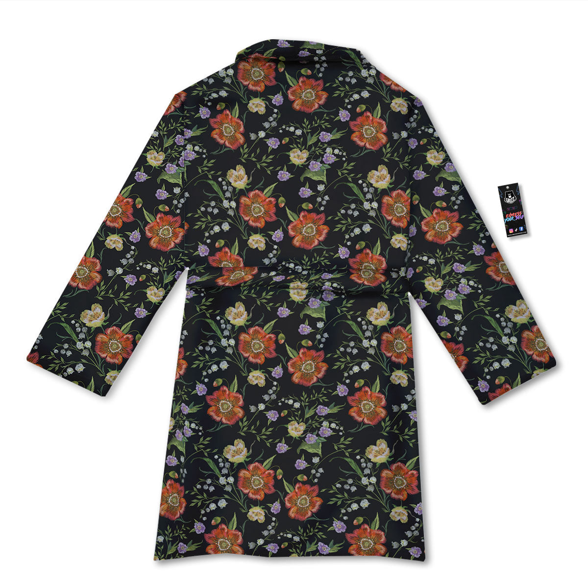 Poppy Embroidery Print Pattern Bathrobe-grizzshop