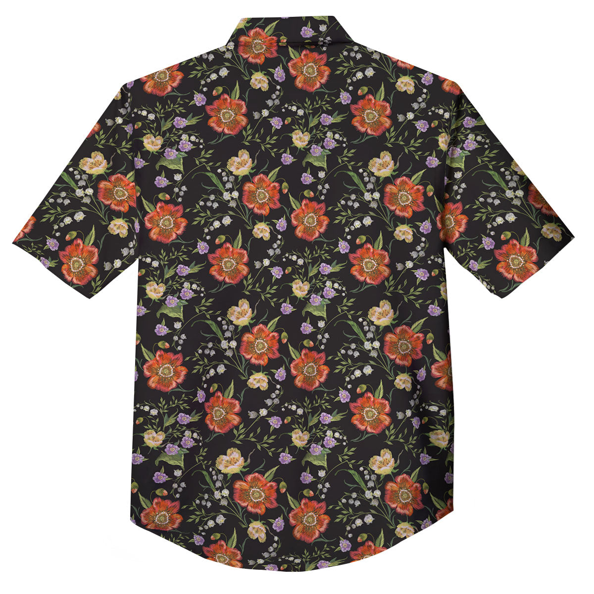 Poppy Embroidery Print Pattern Button Up Shirt-grizzshop
