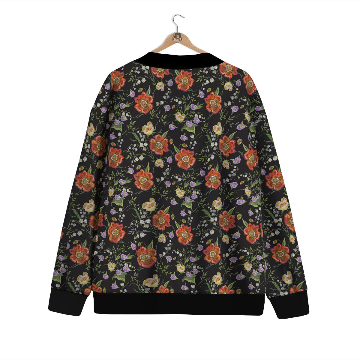 Poppy Embroidery Print Pattern Cardigan-grizzshop