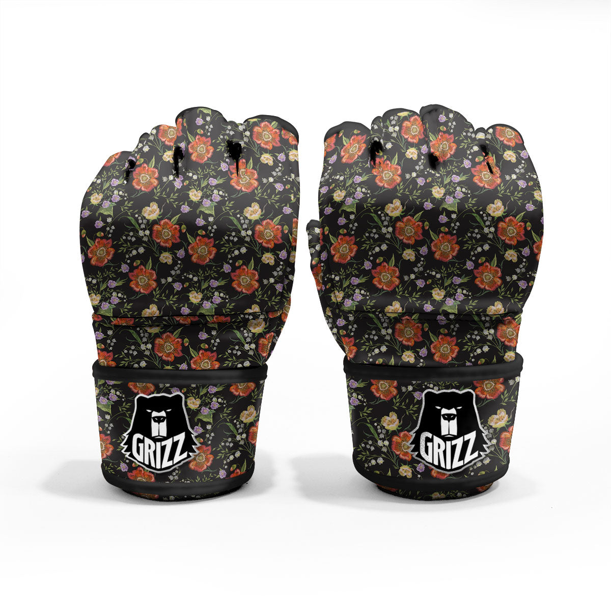 Poppy Embroidery Print Pattern MMA Gloves-grizzshop