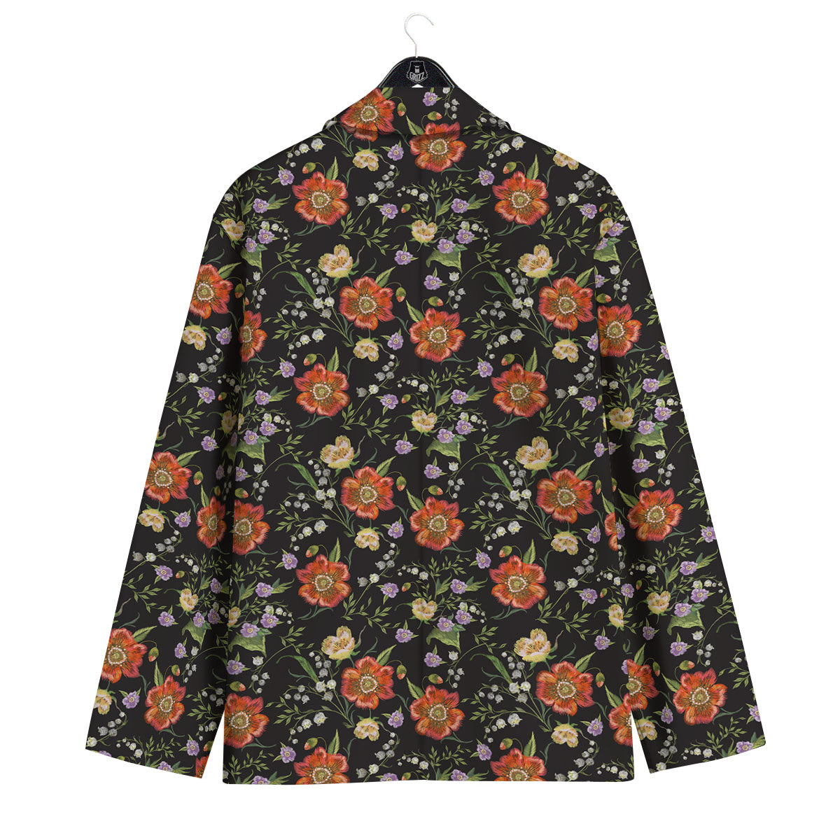 Poppy Embroidery Print Pattern Men's Sport Coat-grizzshop