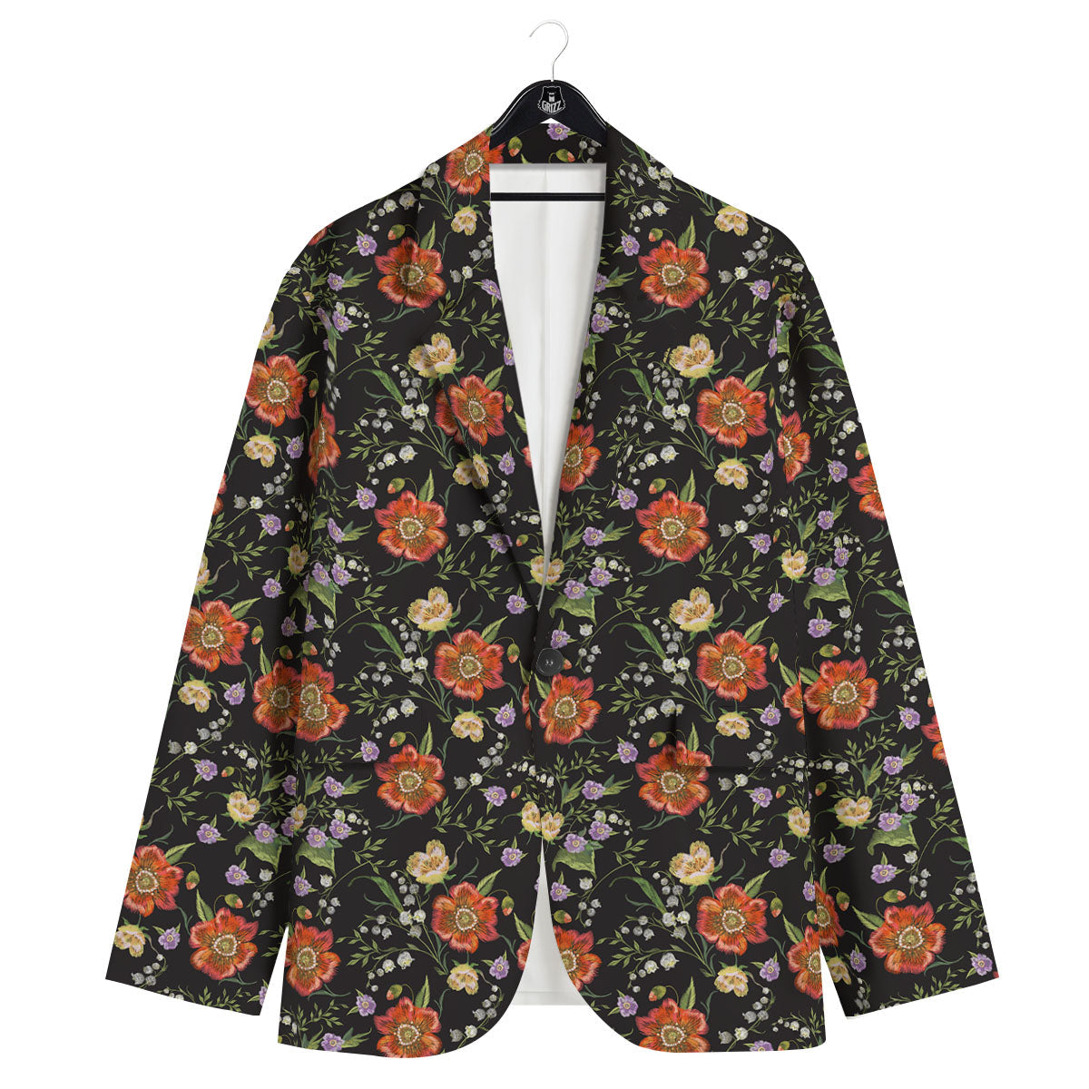 Poppy Embroidery Print Pattern Men's Sport Coat-grizzshop