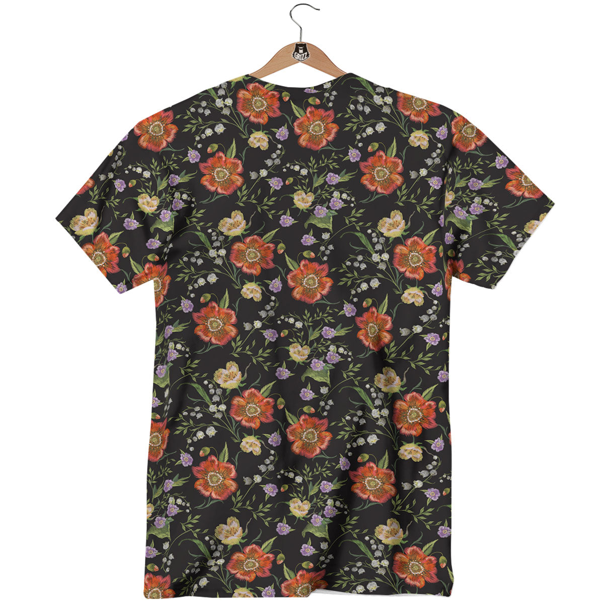 Poppy Embroidery Print Pattern T-Shirt-grizzshop