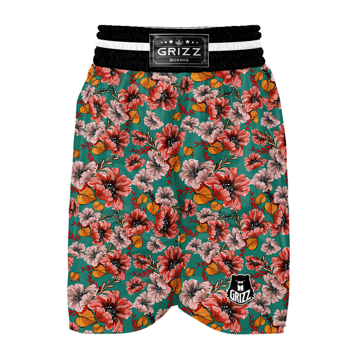 Poppy Floral Red Pattern Print Boxing Shorts-grizzshop