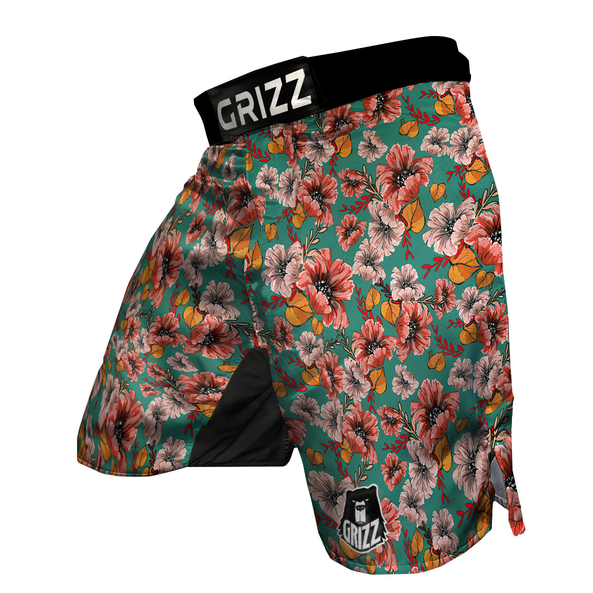 Poppy Floral Red Pattern Print MMA Shorts-grizzshop