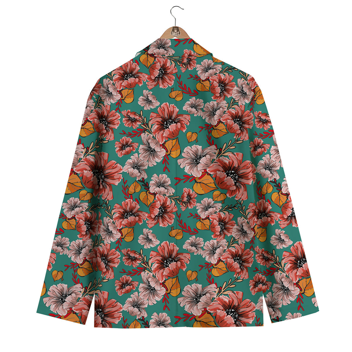 Poppy Floral Red Pattern Print Men's Blazer-grizzshop