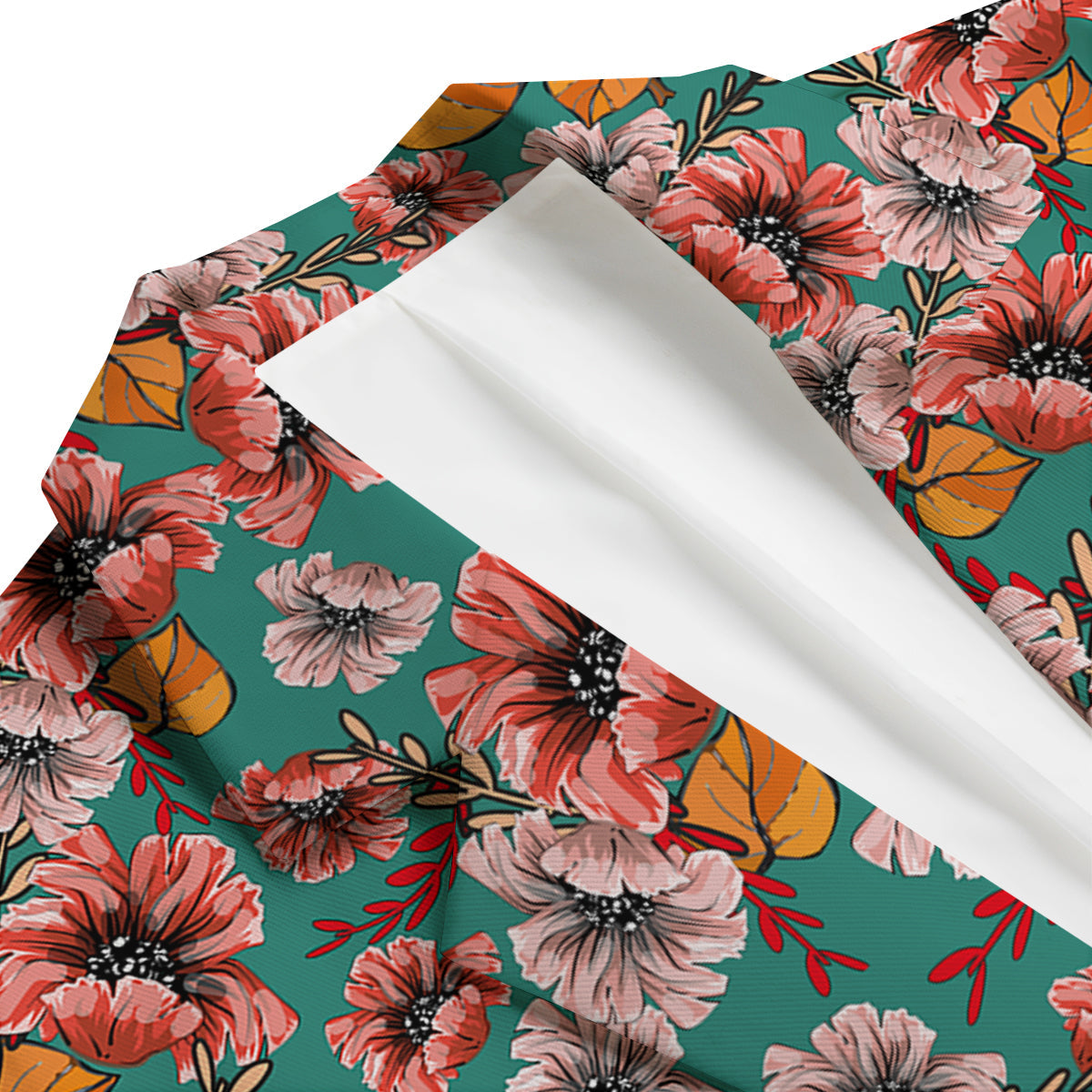 Poppy Floral Red Pattern Print Men's Blazer-grizzshop