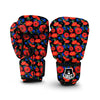 Poppy Red Floral Pattern Print Boxing Gloves-grizzshop