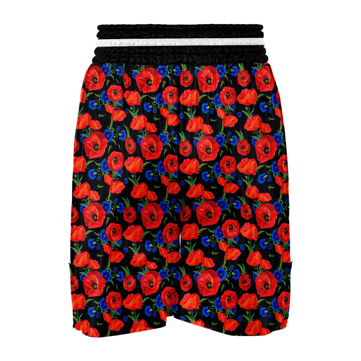 Poppy Red Floral Pattern Print Boxing Shorts-grizzshop