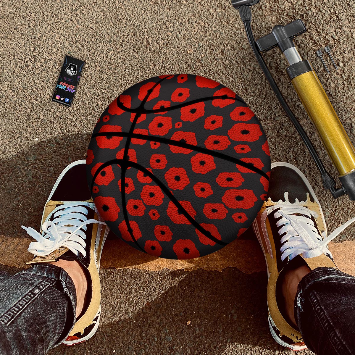 Poppy Red Print Pattern Basketball-grizzshop