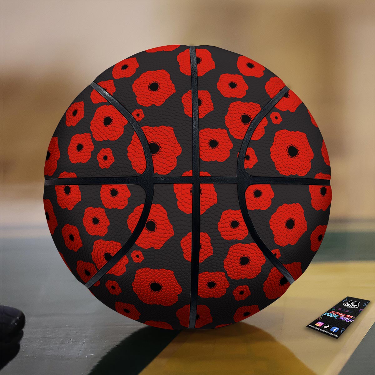 Poppy Red Print Pattern Basketball-grizzshop