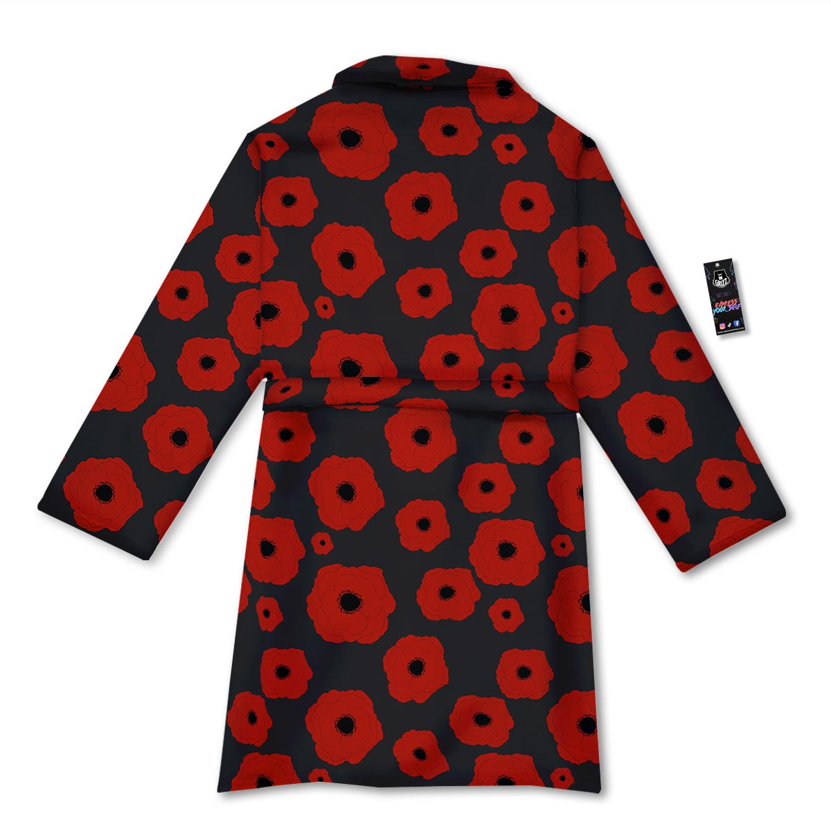 Poppy Red Print Pattern Bathrobe-grizzshop