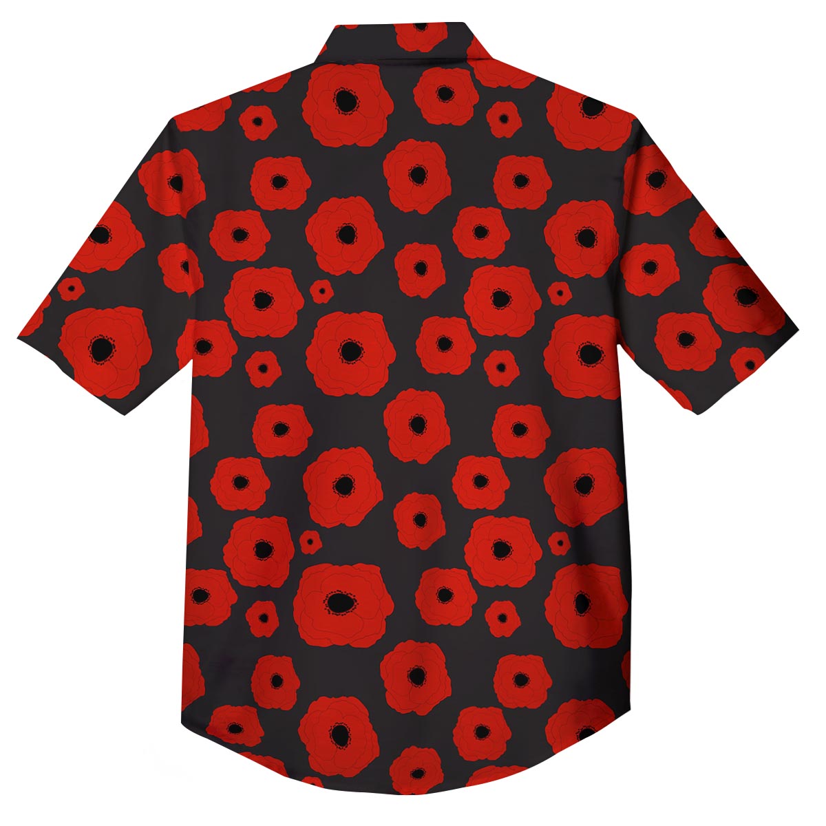 Poppy Red Print Pattern Button Up Shirt-grizzshop