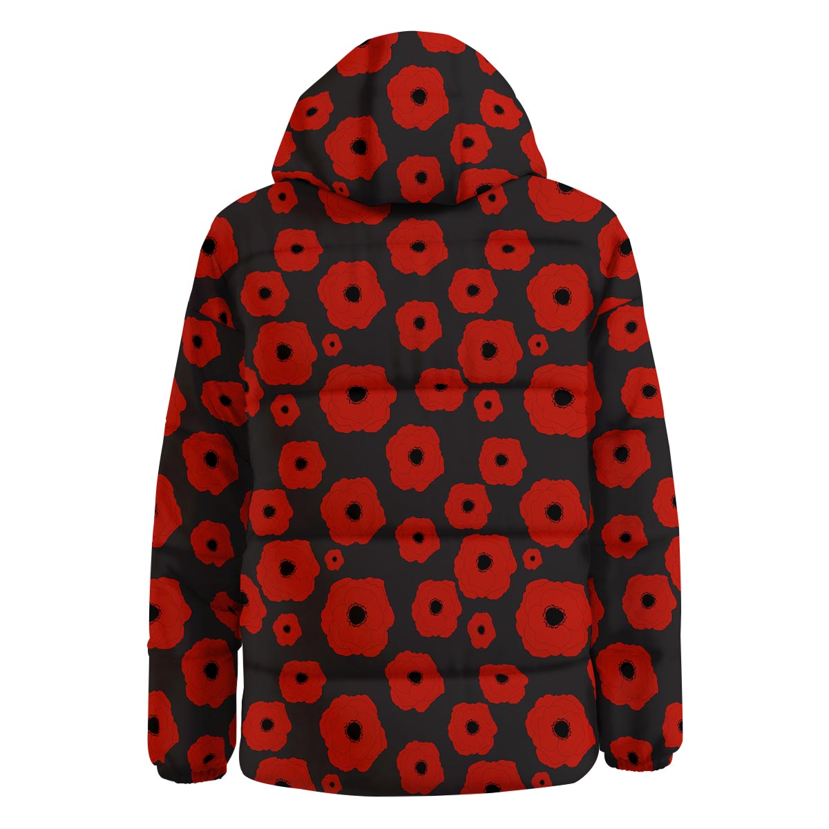 Poppy Red Print Pattern Down Jacket-grizzshop