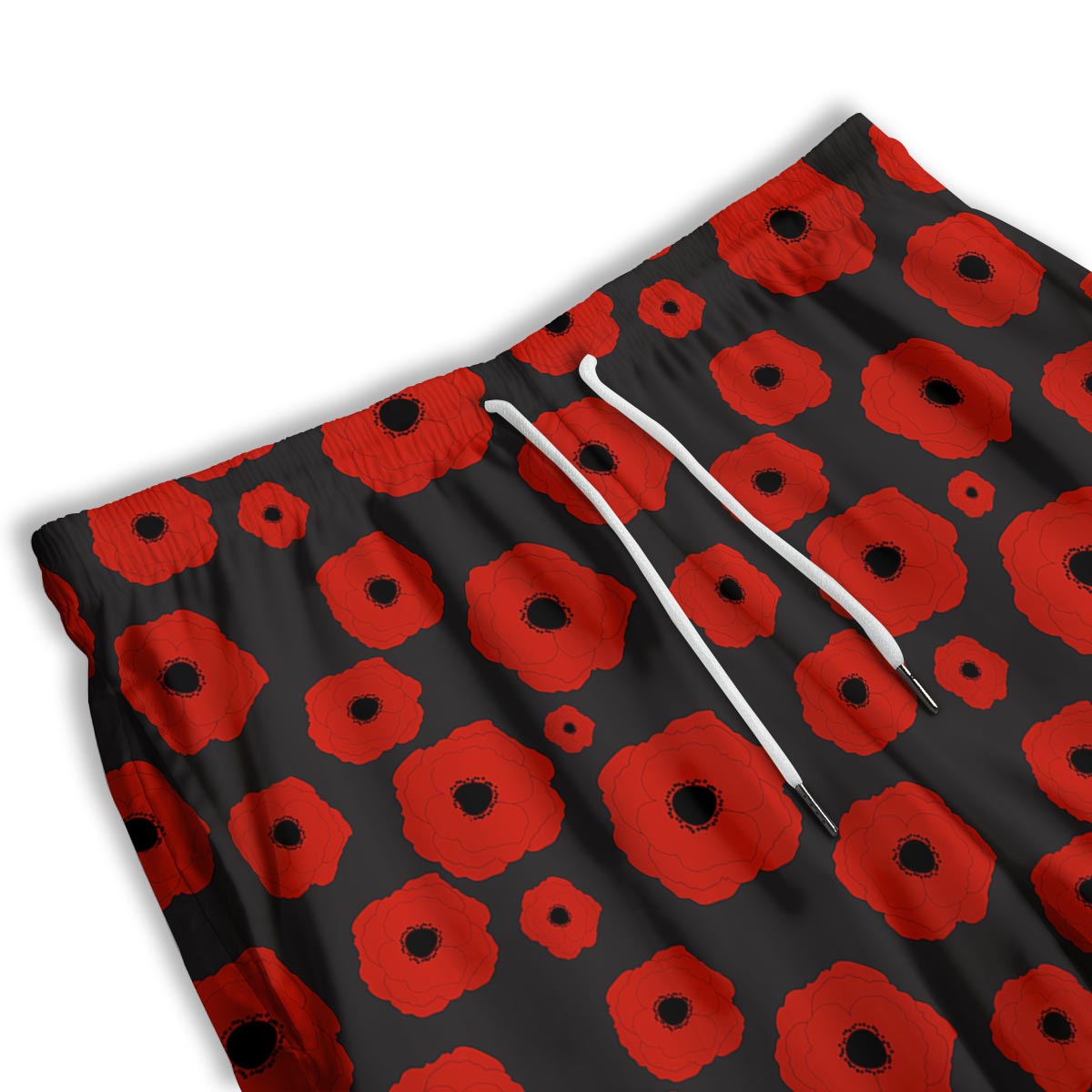 Poppy Red Print Pattern Men's Athletic Shorts