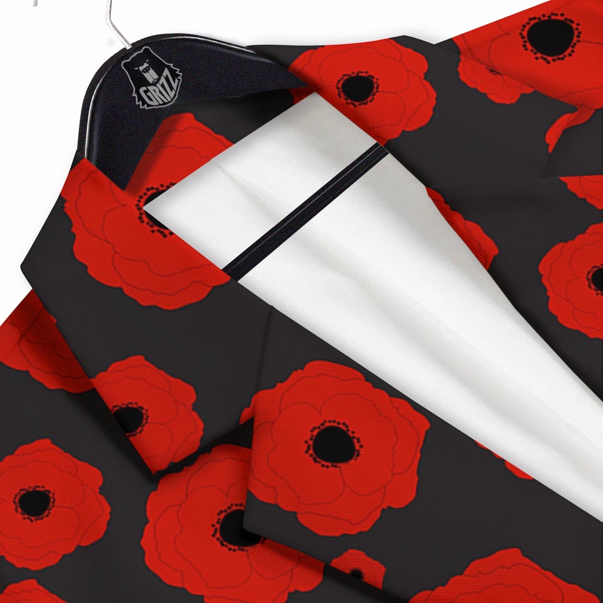 Poppy Red Print Pattern Men's Sport Coat-grizzshop