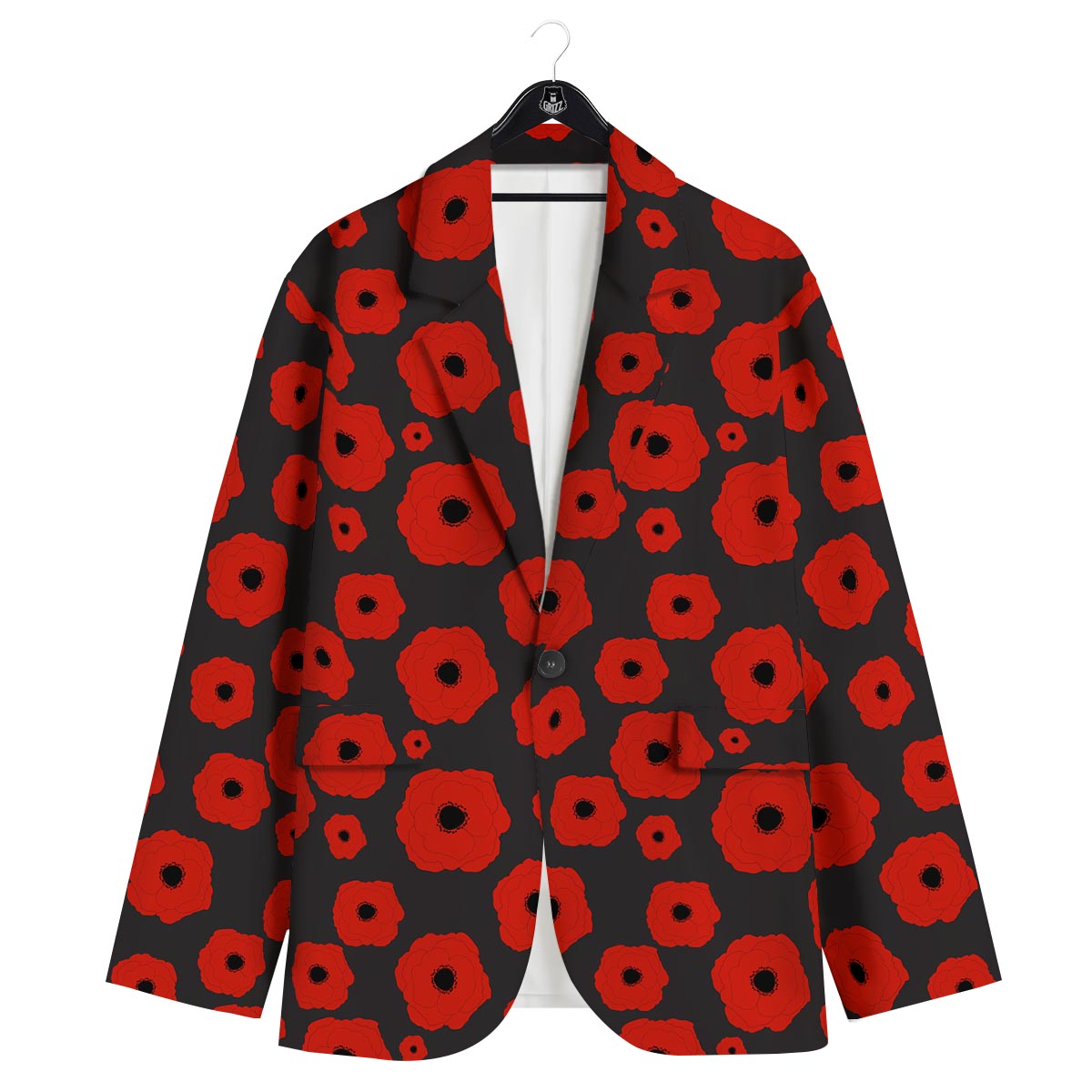 Poppy Red Print Pattern Men's Sport Coat-grizzshop