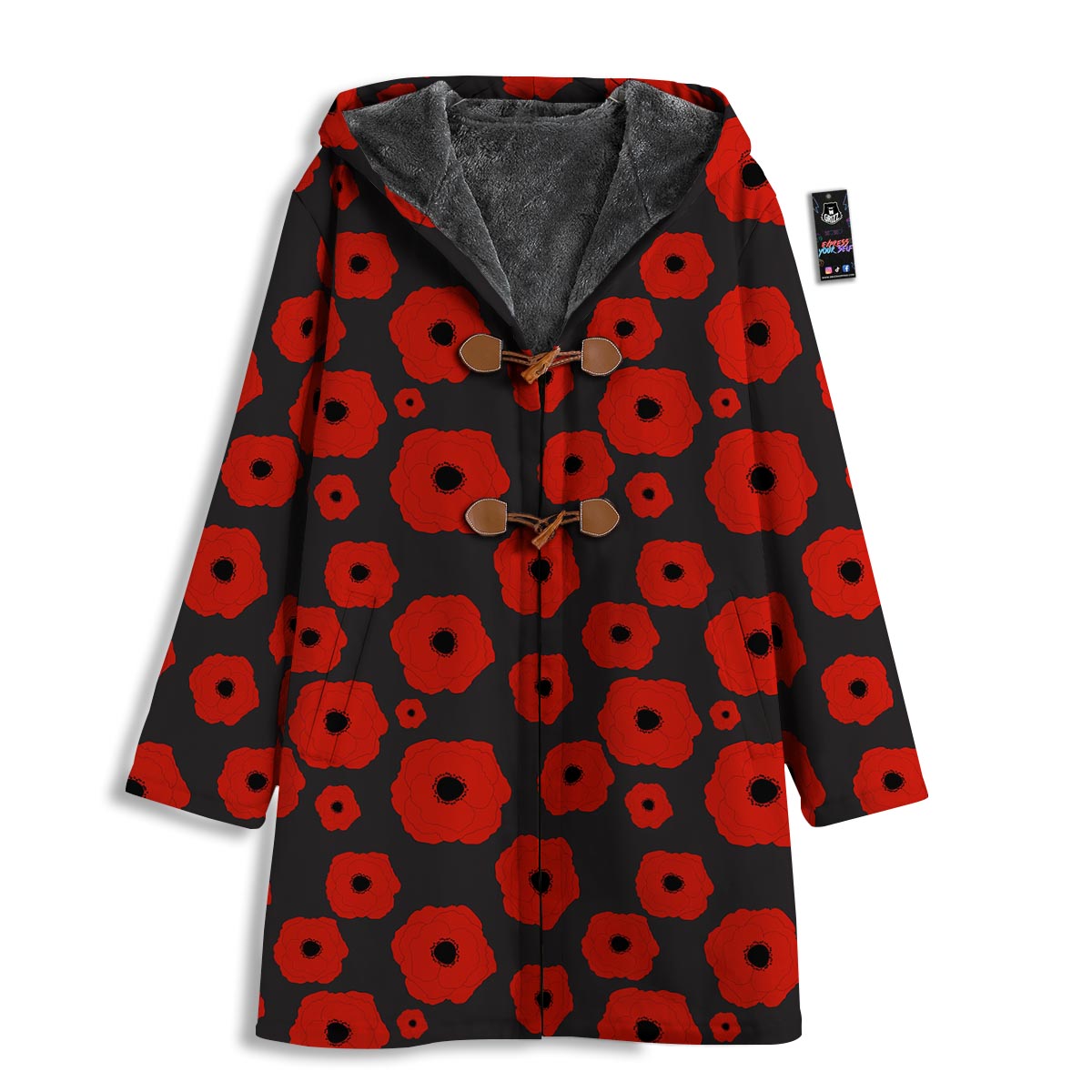 Poppy Red Print Pattern Men's Windbreaker Jacket-grizzshop