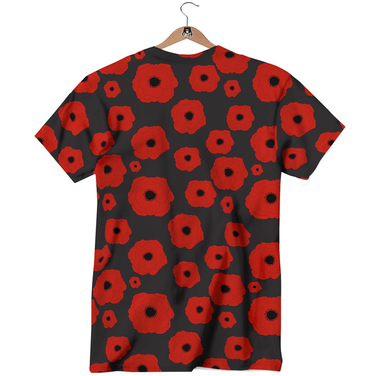 Poppy Red Print Pattern T-Shirt-grizzshop