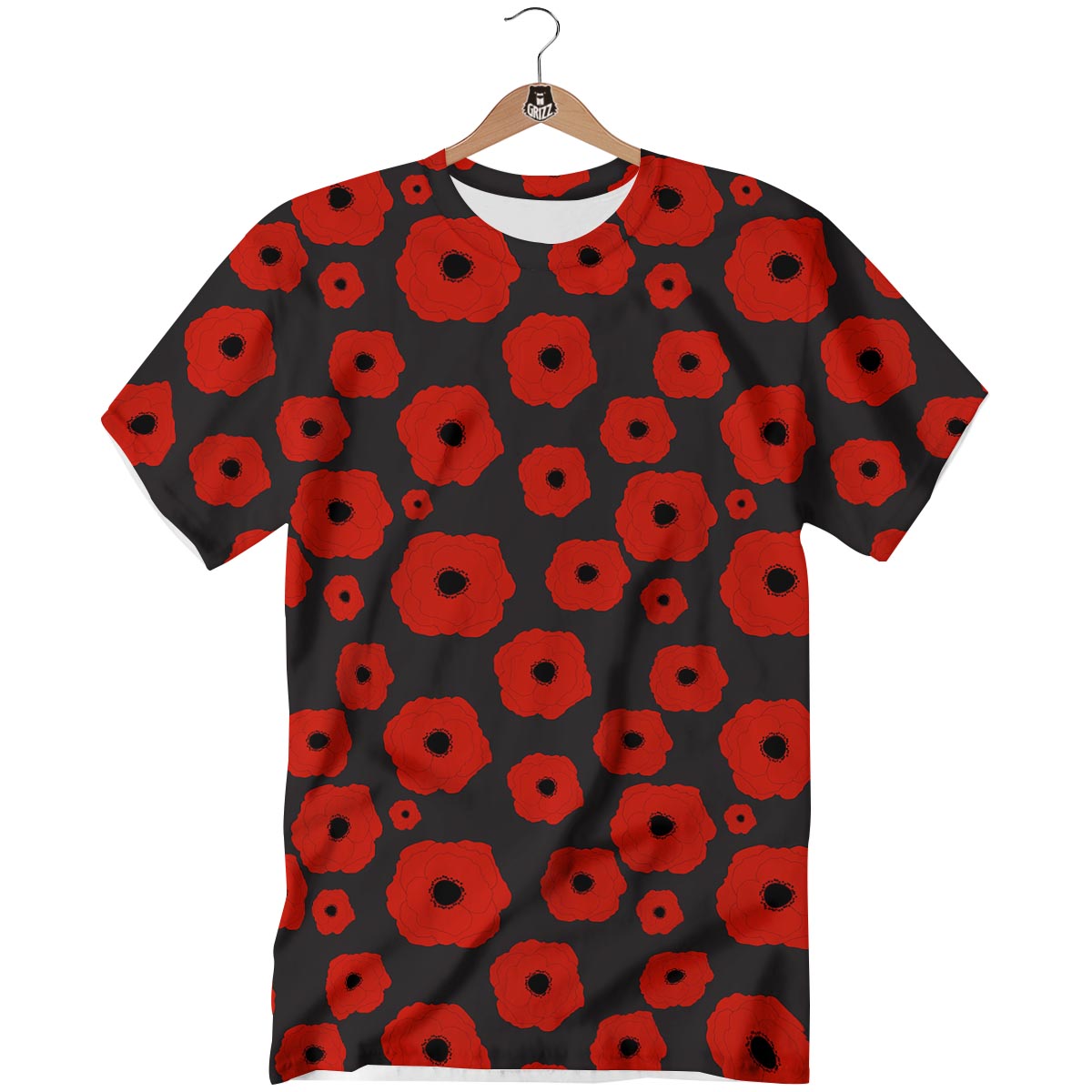 Poppy Red Print Pattern T-Shirt-grizzshop