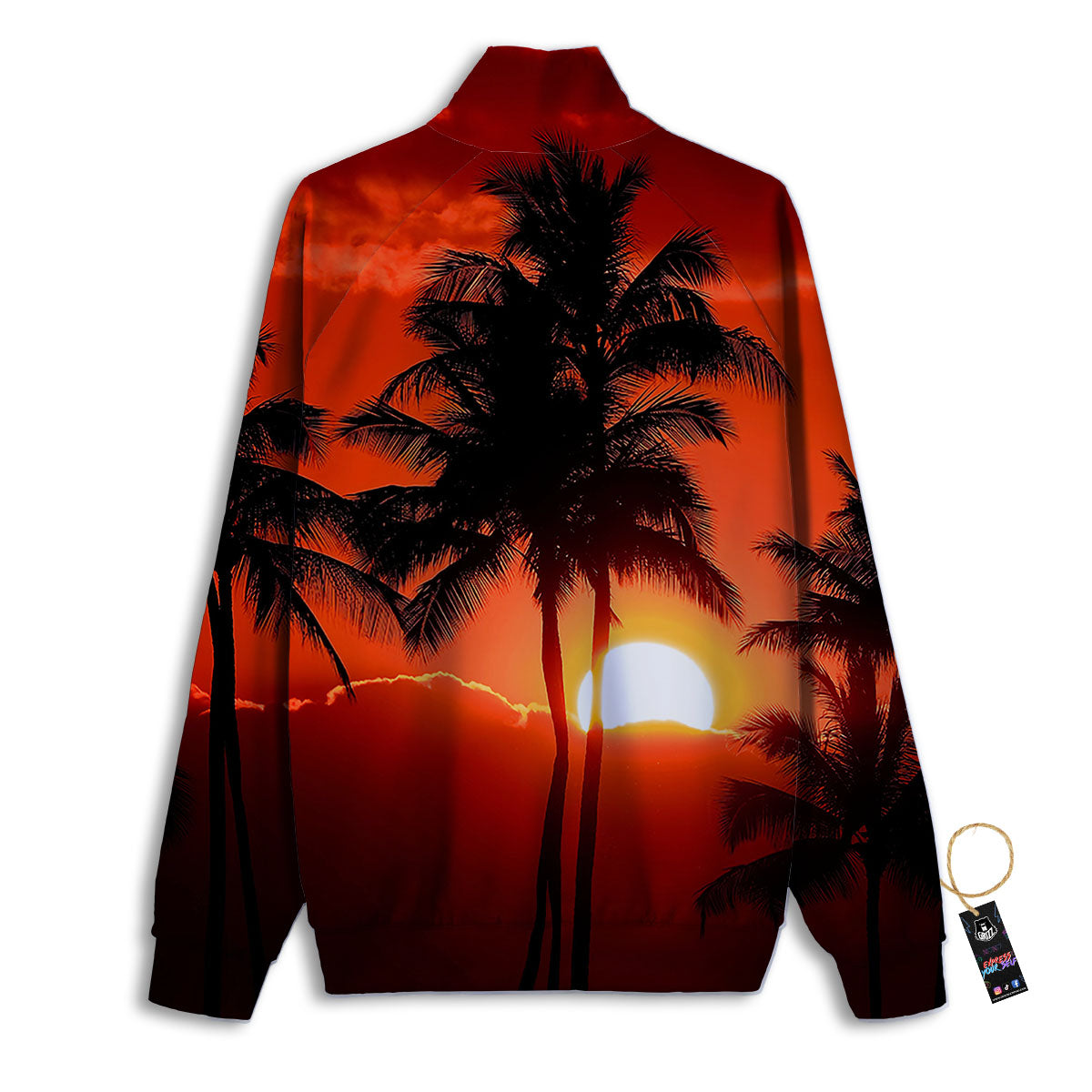 Poppy Red Print Pattern Track Jacket-grizzshop