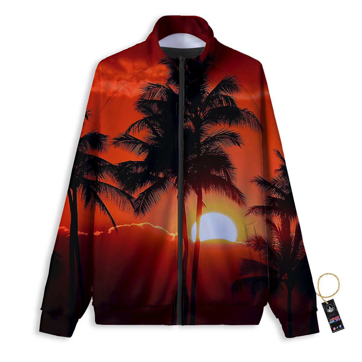 Poppy Red Print Pattern Track Jacket-grizzshop