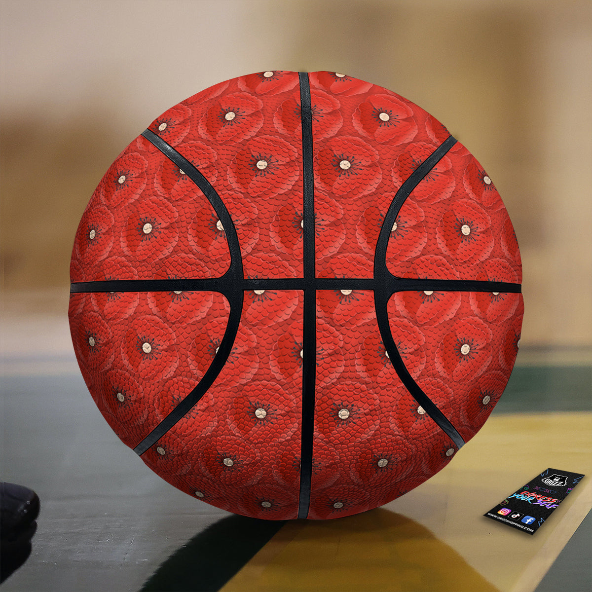 Poppy Armistice Day Print Pattern Basketball