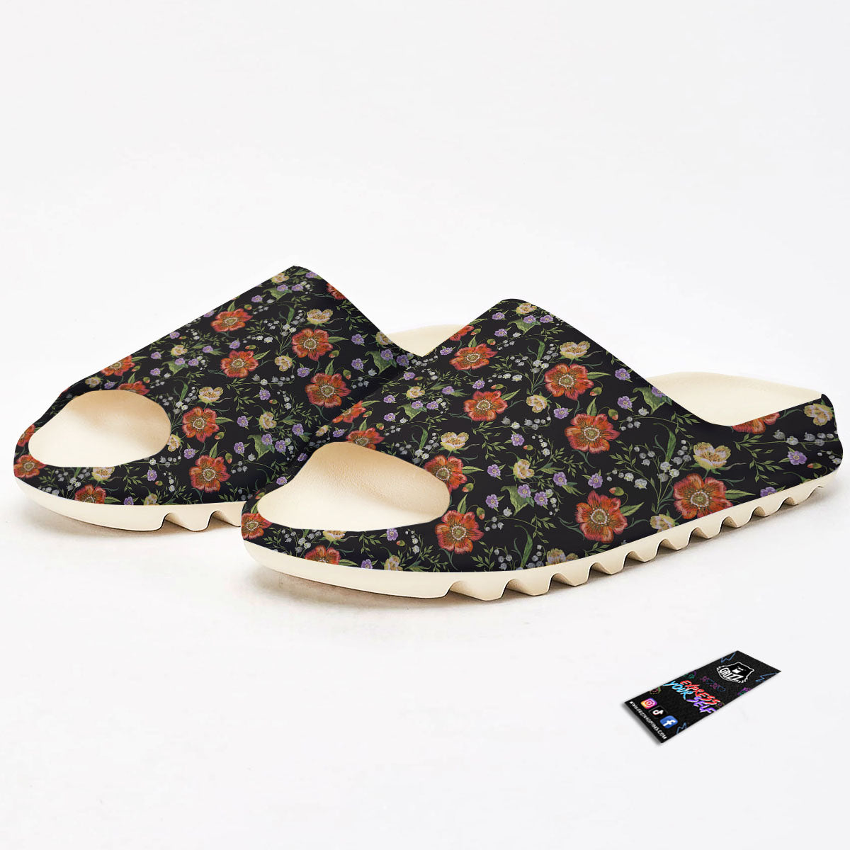 Poppy Embroidery Print Pattern Sandals-grizzshop