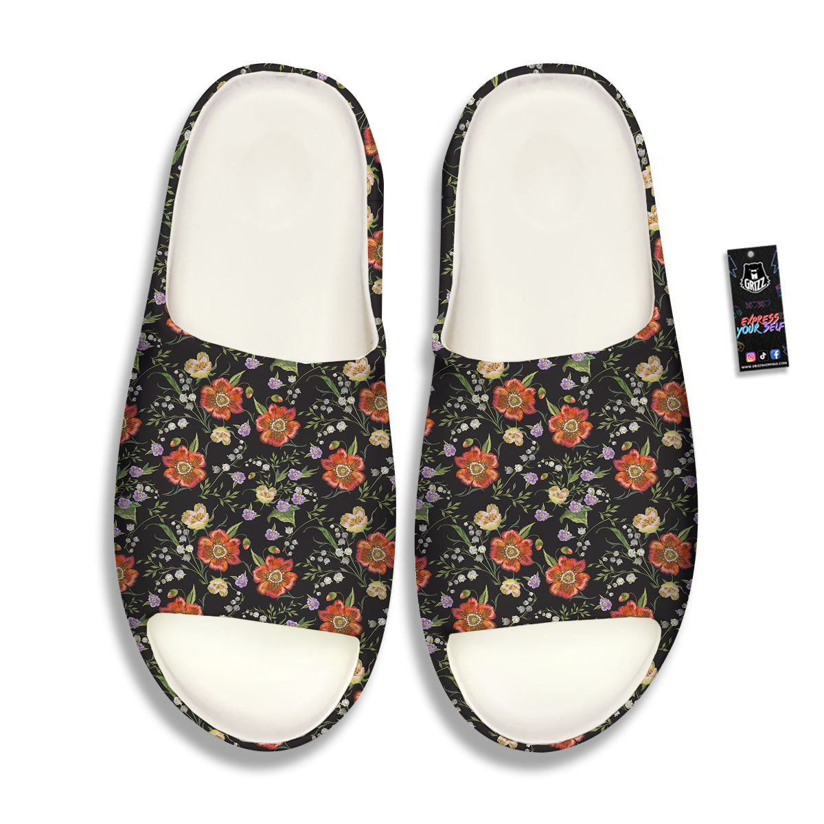 Poppy Embroidery Print Pattern Sandals-grizzshop