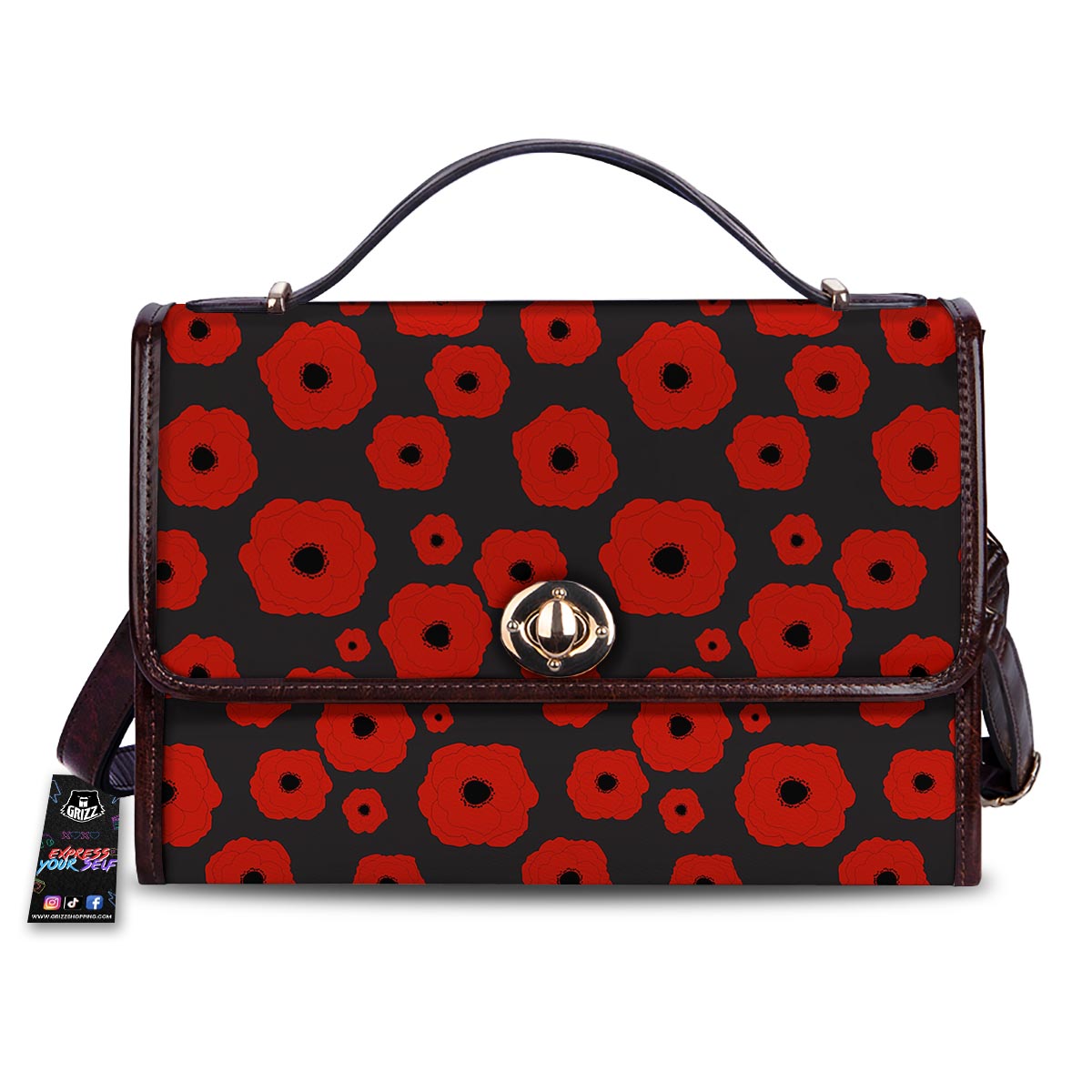 Poppy Red Print Pattern Women's Satchel Bag