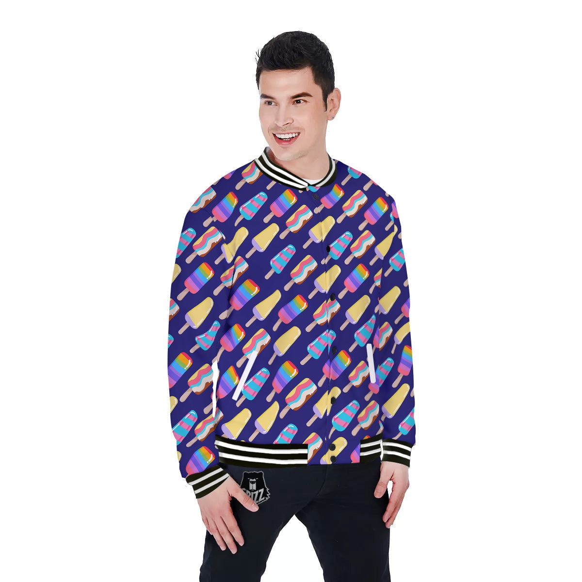 Popsicle Ice Cream Print Pattern Baseball Jacket-grizzshop