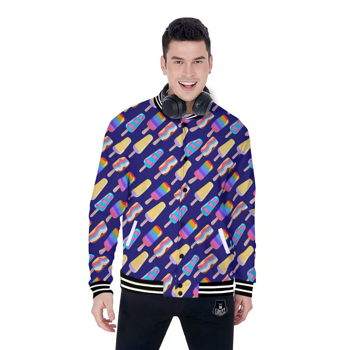 Popsicle Ice Cream Print Pattern Baseball Jacket-grizzshop