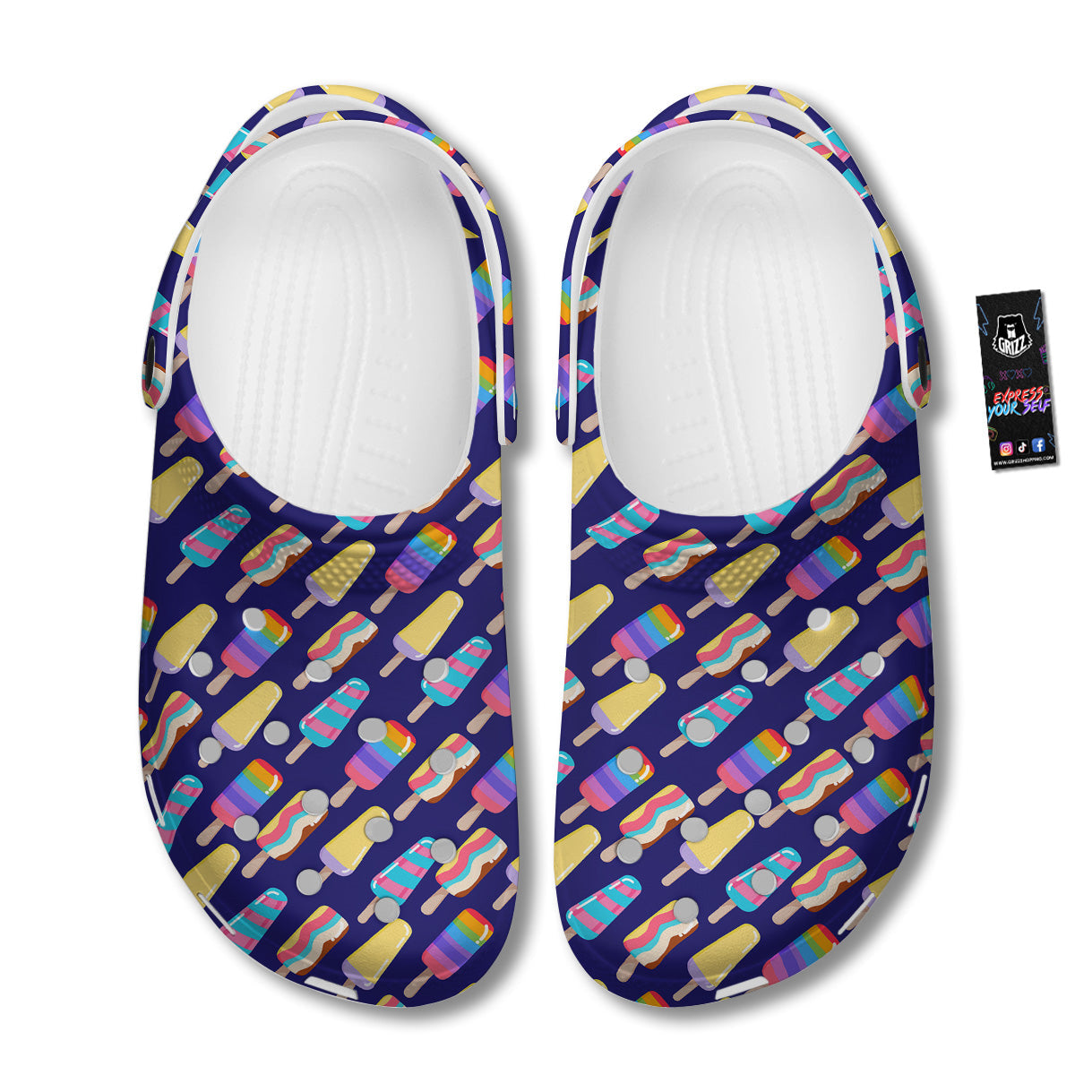 Popsicle Ice Cream Print Pattern Clog-grizzshop