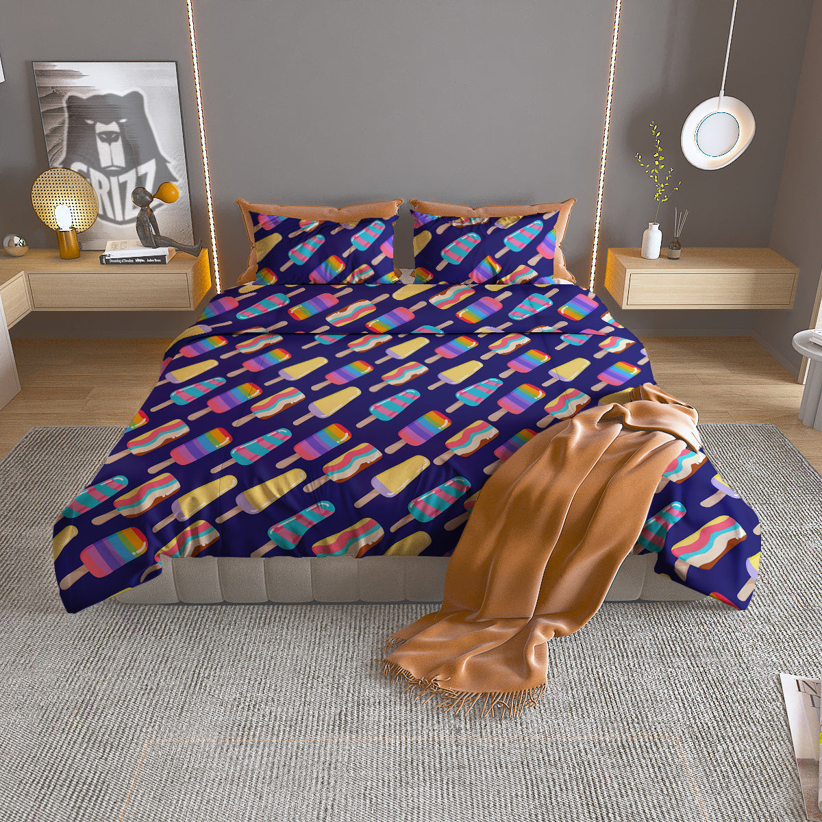Popsicle Ice Cream Print Pattern Duvet Cover Bedding Set