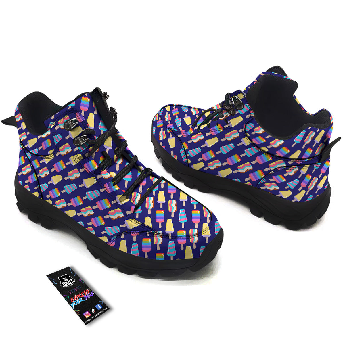 Popsicle Ice Cream Print Pattern Hiking Shoes-grizzshop