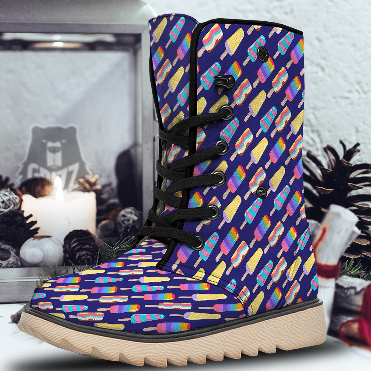 Popsicle Ice Cream Print Pattern Snow Boots-grizzshop
