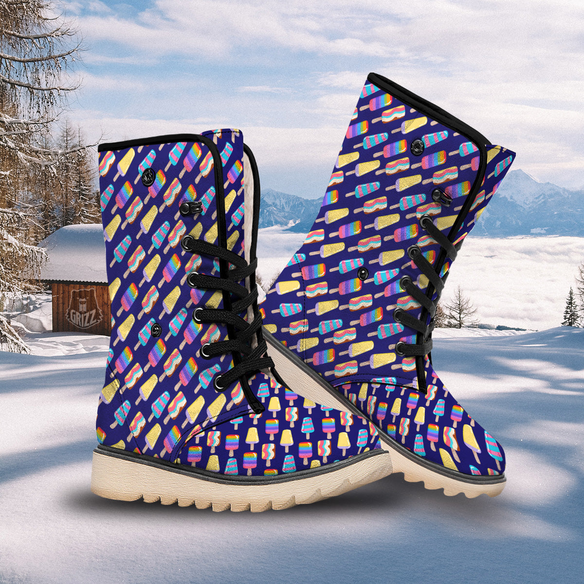 Popsicle Ice Cream Print Pattern Snow Boots-grizzshop