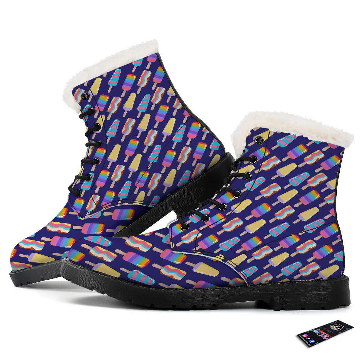 Popsicle Ice Cream Print Pattern Winter Boots-grizzshop