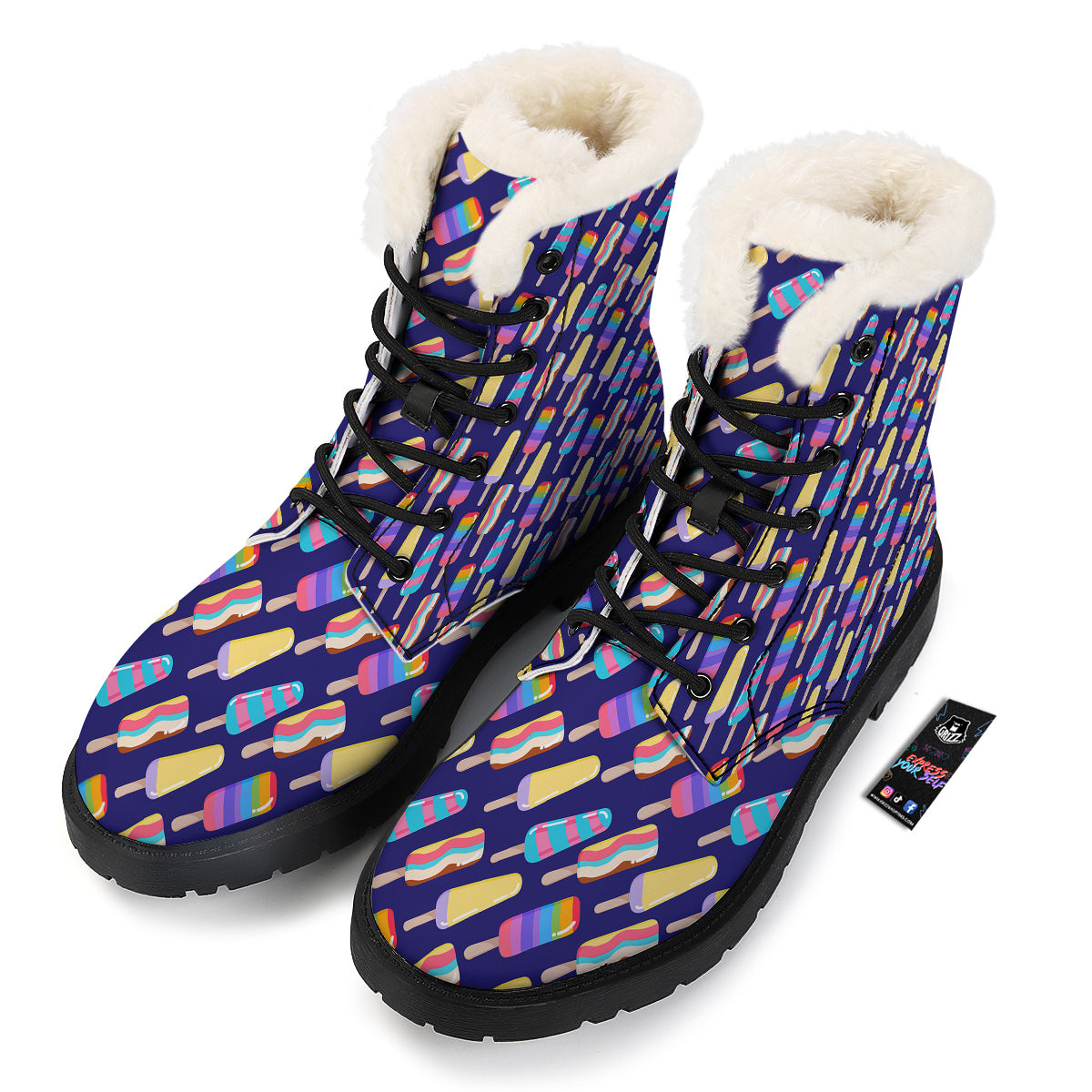 Popsicle Ice Cream Print Pattern Winter Boots-grizzshop