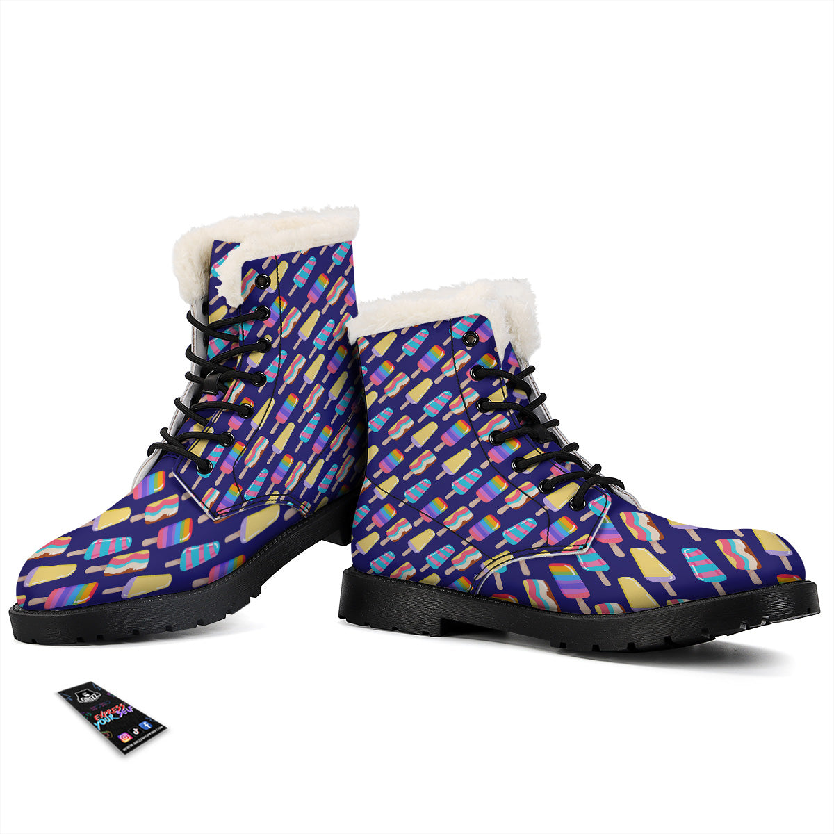 Popsicle Ice Cream Print Pattern Winter Boots-grizzshop