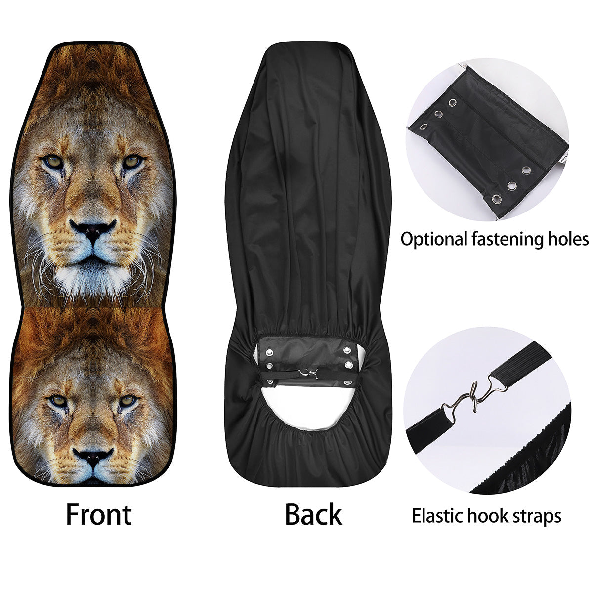 Portrait African Lion Print Car Seat Covers-grizzshop